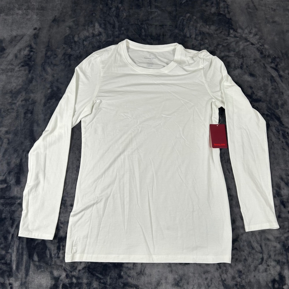 Tommy John LS Crew Neck Tee Mens Medium White Long Sleeve Undershirt 10010991000